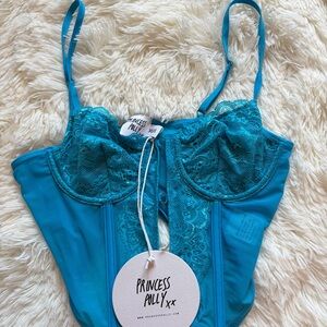 Princess Polly Lerina Bright Blue Turquoise Lace Bustier US Size XS/S NWT